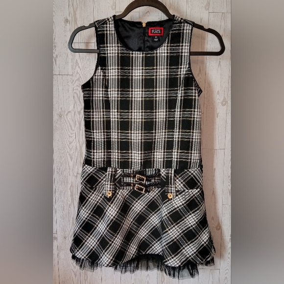 The Children's Place Plaid Sleeveless Dress Buckle Accent Girls Size 12 - Picture 1 of 10